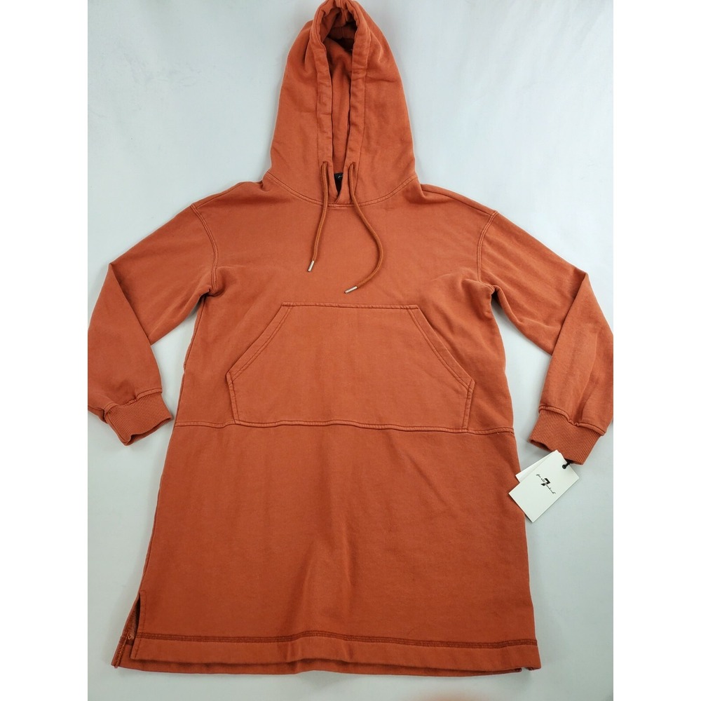 7 For All Mankind women sweatshirt pullover hoodie 69803 orange sz S $159